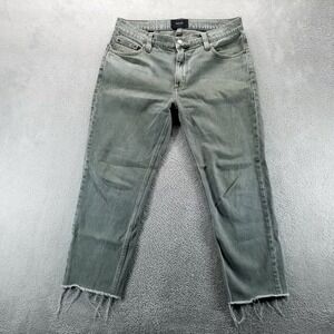 Rolla's Jeans Womens 33 Green Relaxed‎ Straight Raw Hem Cropped Denim